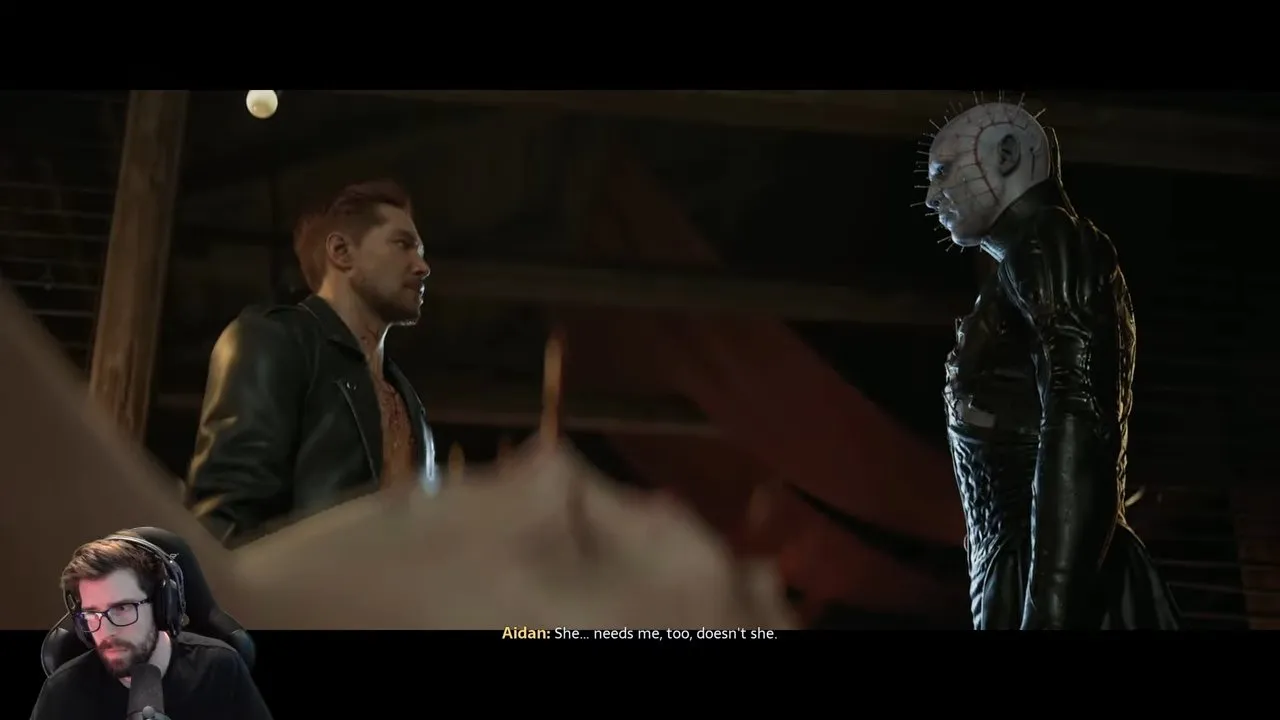 Pinhead demanding Aidan's flesh during the final rebirth scene
