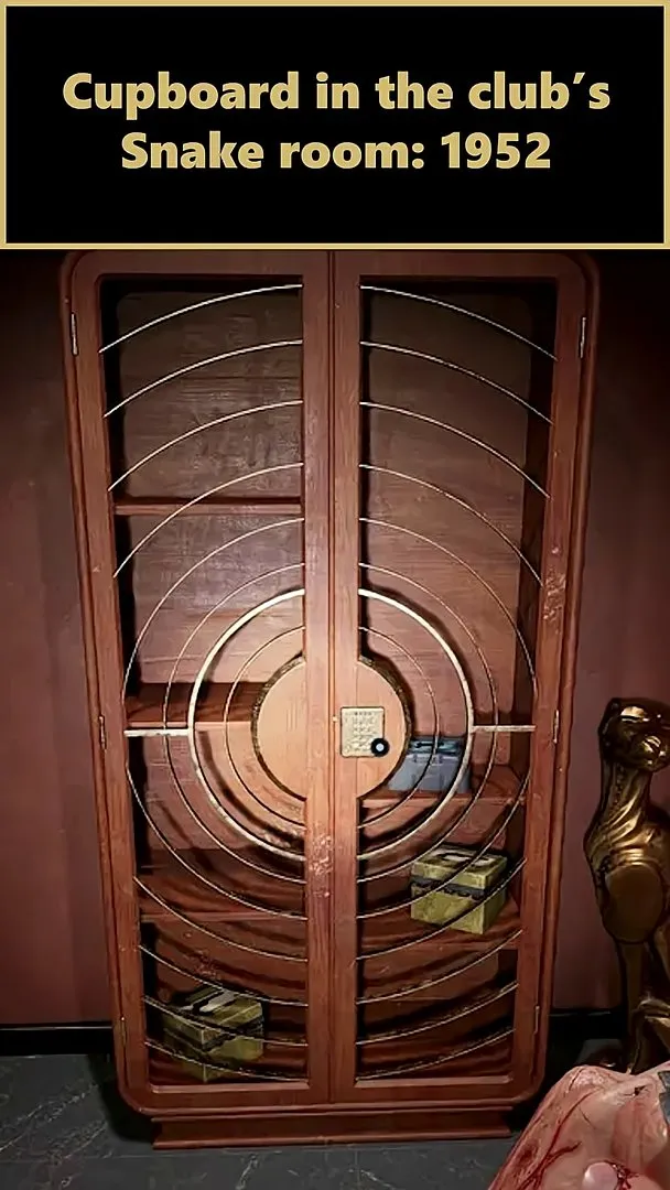 Cabinet lock in the club's snake room