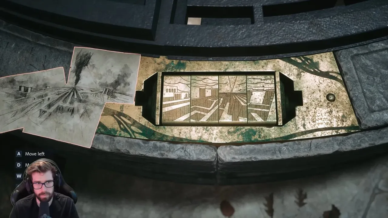 Picture blocks in the well lock ready to match the labyrinth image
